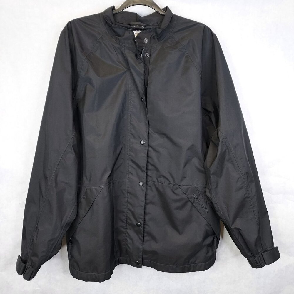 FootJoy DryJoy Rain Jacket Womens L Long Sleeve Full Zip Black Golf Weatherproof